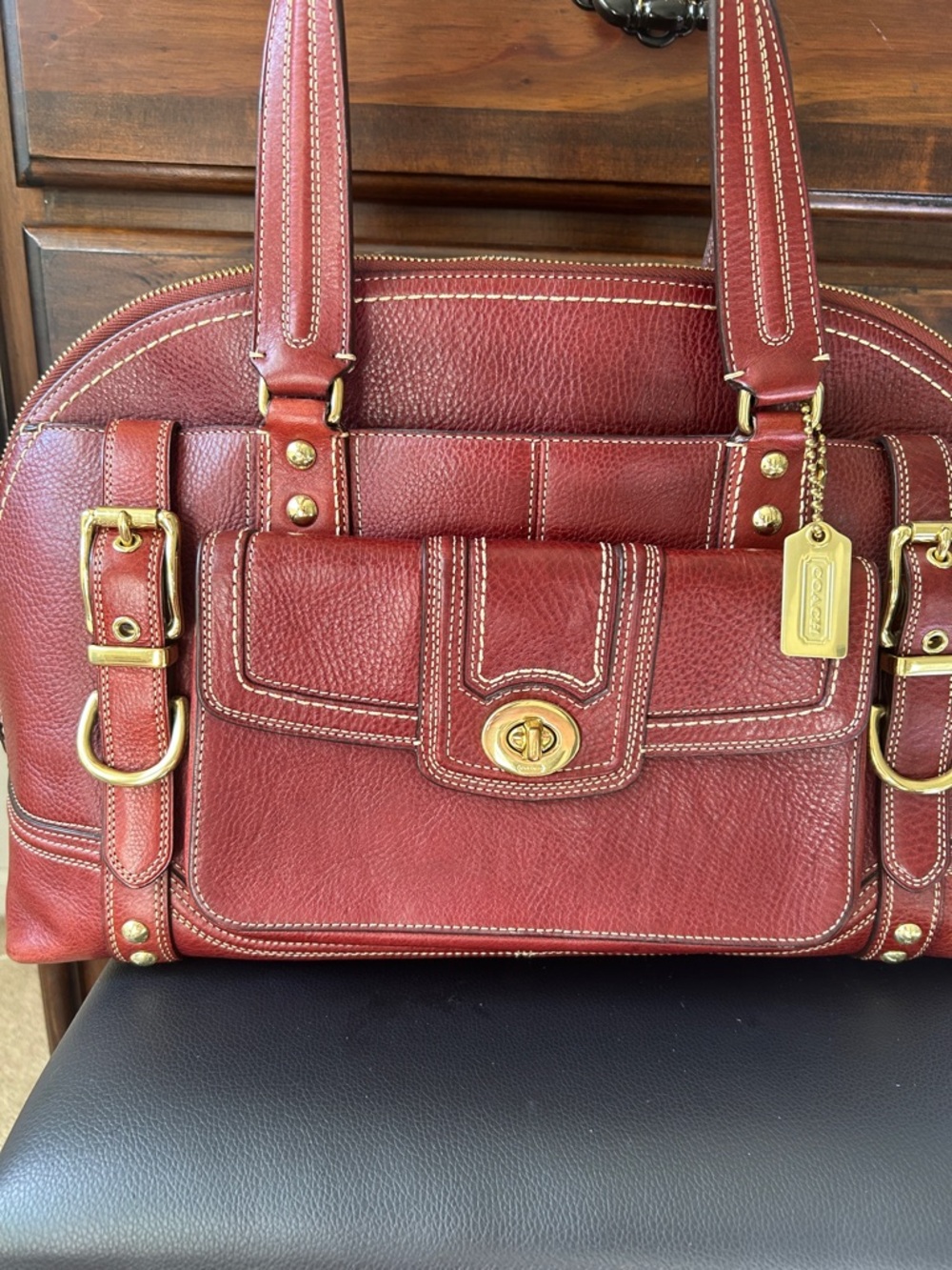Authentic Vintage Coach Hampton Miranda Satchel Leather Bordeaux Burgundy 11085 - Picture 10 of 15